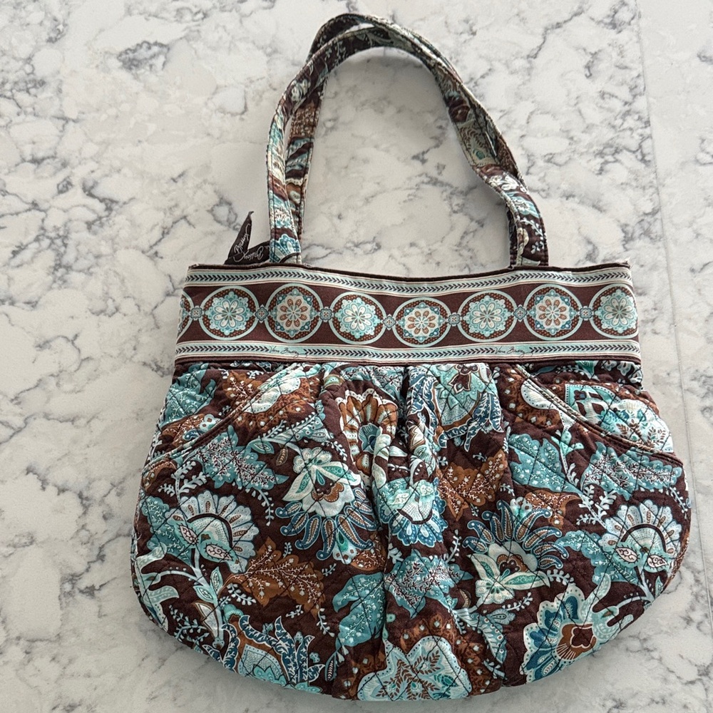 Vera Bradley Blue and Brown Floral Shoulder Bag